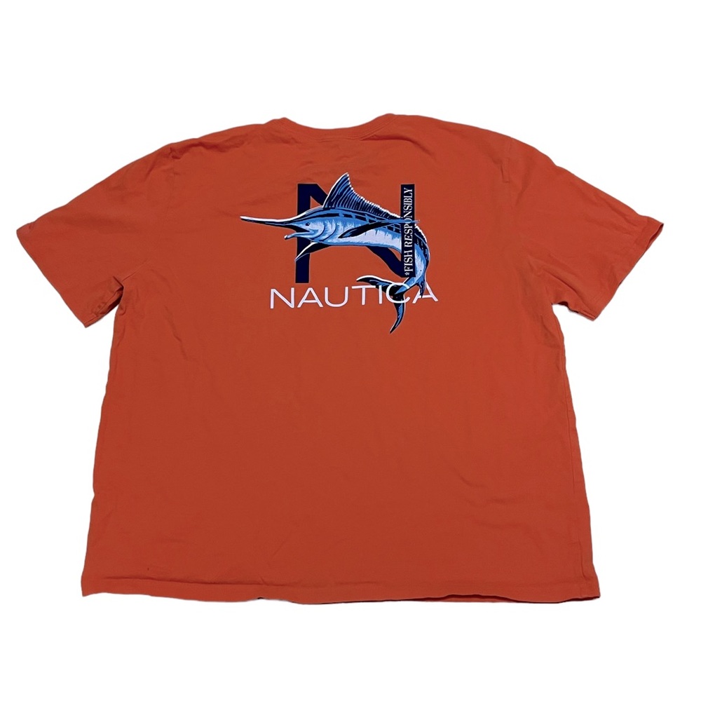 nautica swordfish neon red graphic tee